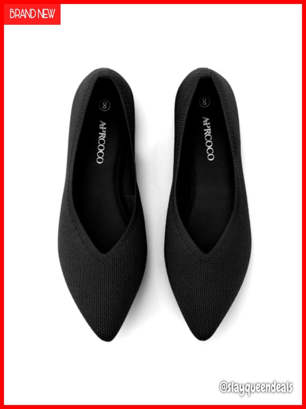 Pointed Toe Slip On Ballet Knit Flats Breathable Lightweight